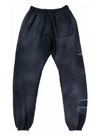 Hellstar Airbrushed Skull Closed Elastic Bottom Sweatpants Midnight Dye Black