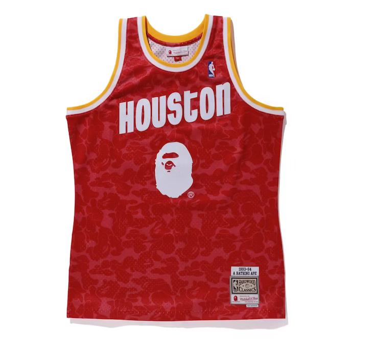 BAPE x Mitchell Ness Rockets Camo Basketball Swingman Jersey EliteX Change