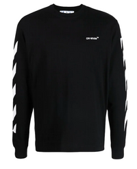 OFF-WHITE Diagonal Helvetica Long Sleeve T-Shirt Black/White