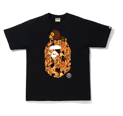 BAPE Flame Milo On Big Ape T-Shirt Black/Orange