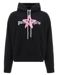 Palm Angels Star Sprayed Logo Hoodie Black/Pink