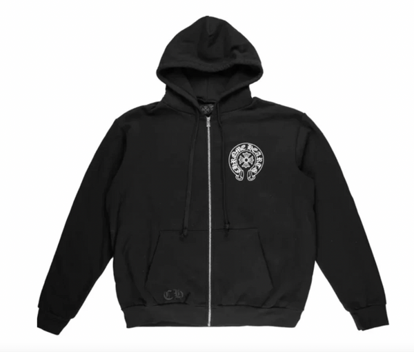 Chrome Hearts Horseshoe Zip Up Hoodie Black/White NYC