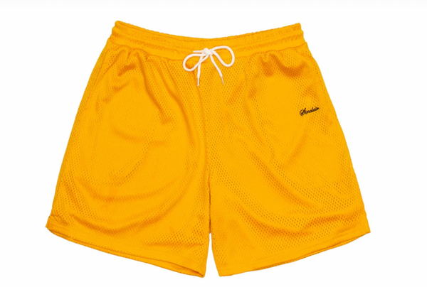 Sinclair Mini Script Mesh Shorts Yellow