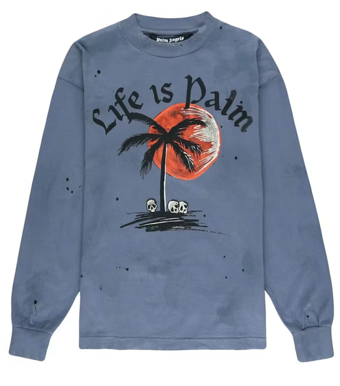 Palm Angels Sunset Palm Garmet Dyed Long Sleeve Sweatshirt