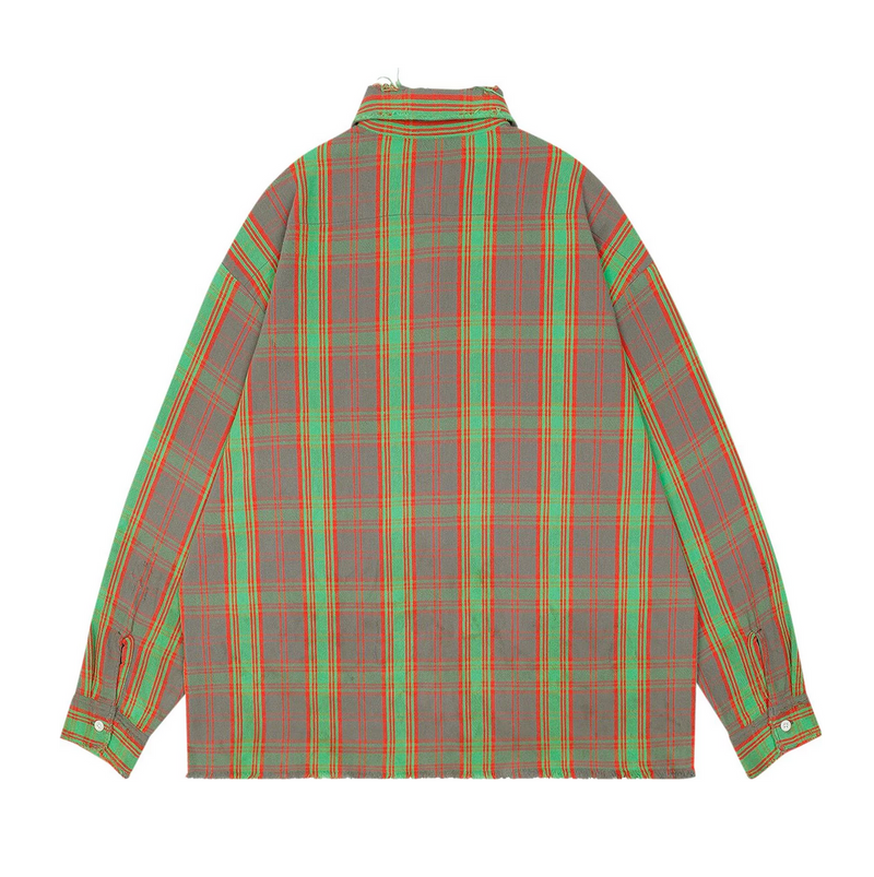 Saint Michael Denim Tears Flannel Shirt 'Green/Red'