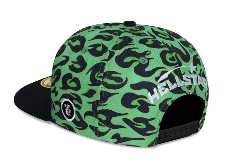 Hellstar Cheetah Print Snapback Hat 'Green'