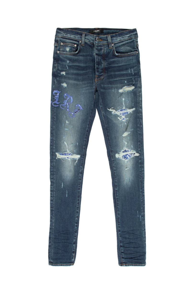 Amiri Skinny Old English Logo Jean 'Deep Classic'