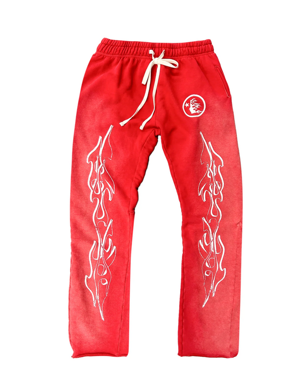 Hellstar Studios Flame Flare Sweatpant Washed Red