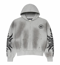 LostShdws Complex Con Exclusive Acid Wash Zip Up Hoodie Grey