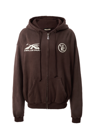 Hellstar Mirror Face Zip-Up Hoodie Brown