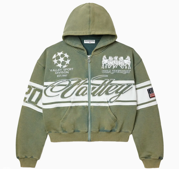 Vale Forever Cursive Zip Up Sweatshirt Forest Green