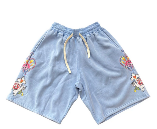 We Are Righteous Risen King Sweat Shorts Blue