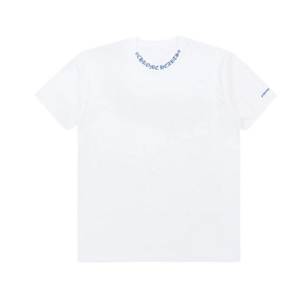 chrome hearts white/blue neck logo Tshirt