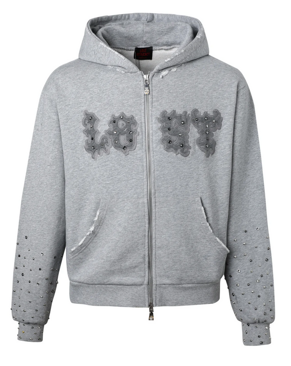 Lost Intricacy Ash Grey Patch Zip Up