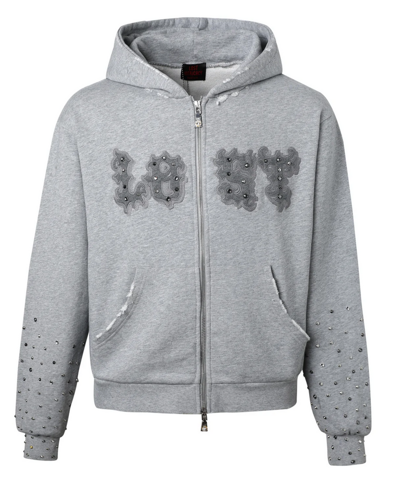Lost Intricacy Ash Grey Patch Zip Up