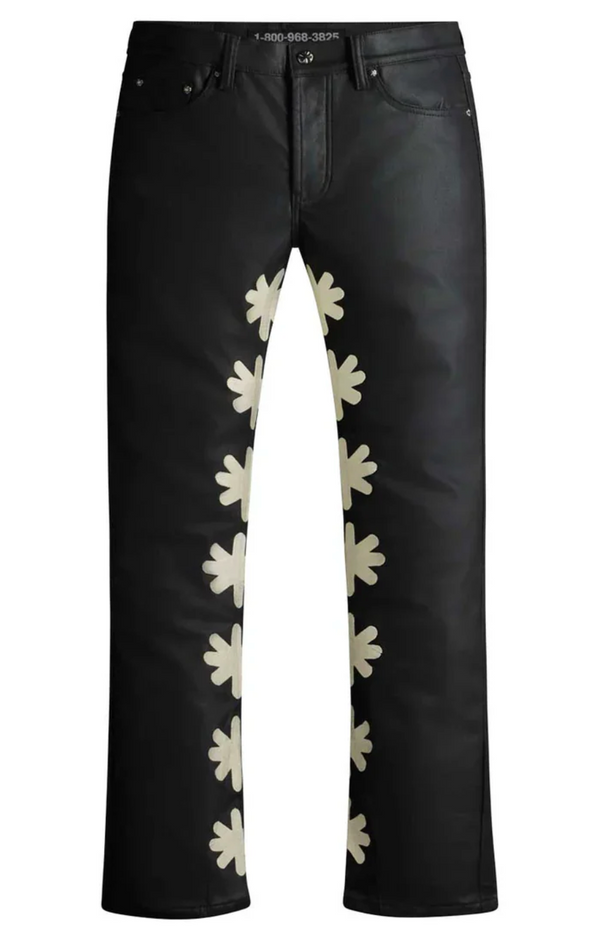 Bone on black sun Logo Leather