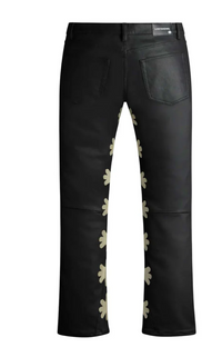 Bone on black sun Logo Leather