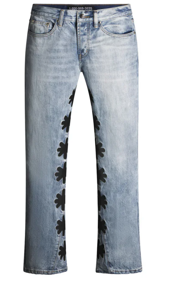 Black on Blue sun Logo Denim