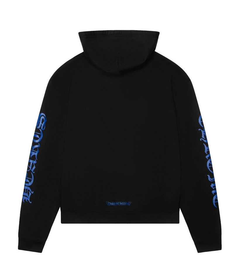 Chrome Hearts Vertical Logo Zip Up Thermal Hoodie Black Blue