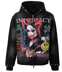 Black Front Page Mag Zip Up