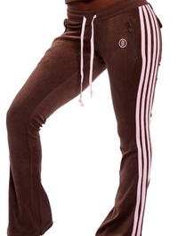BODY VELOUR TRACK PANTS (BROWN/PINK)