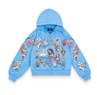 Risen King Cropped Zip (Blue)