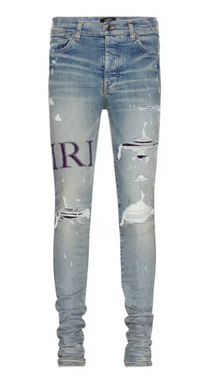 AMIRI Serif Purple Logo Jean