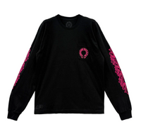Chrome Hearts Pink Horseshoe Black Long Sleeve Tee