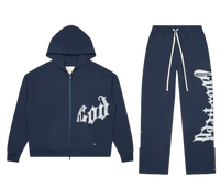 Godspeed OG Logo Sweatsuit V2 - NAVY/SILVER-SATIN