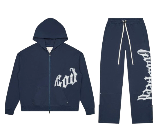 Godspeed OG Logo Sweatsuit V2 - NAVY/SILVER-SATIN