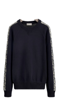 Sweater with Dior Oblique Inserts Deep Blue Cotton Jersey