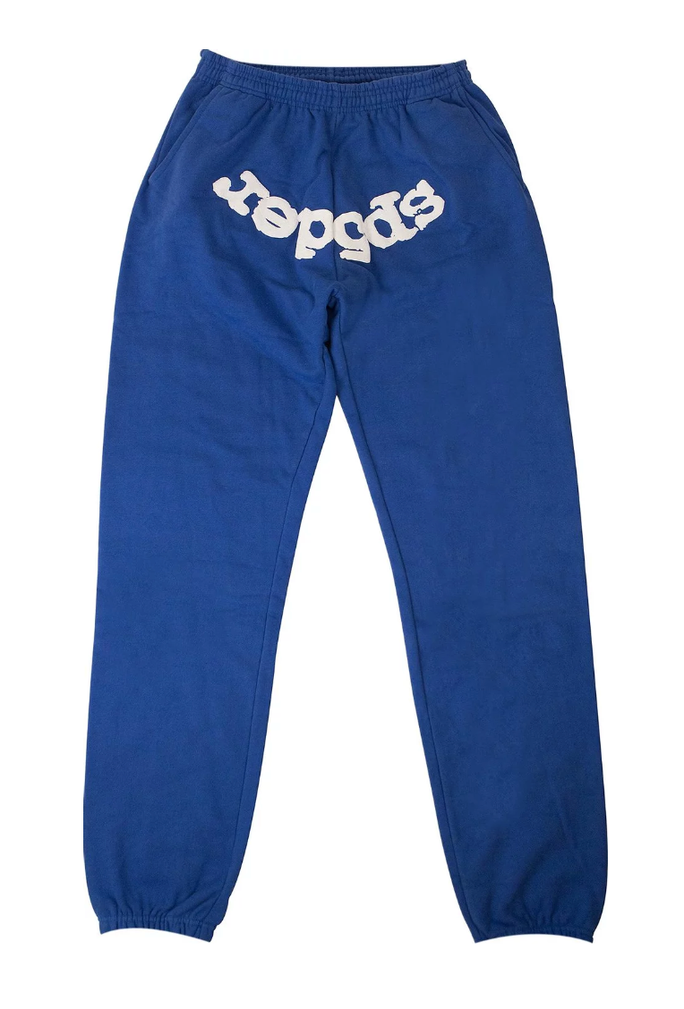 Sp5der Logo Print Sweatpants 'Blue