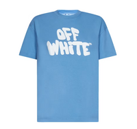 OFF-WHITE Women's 70s Type Logo Casual S/S T-shirt Light Blue/White