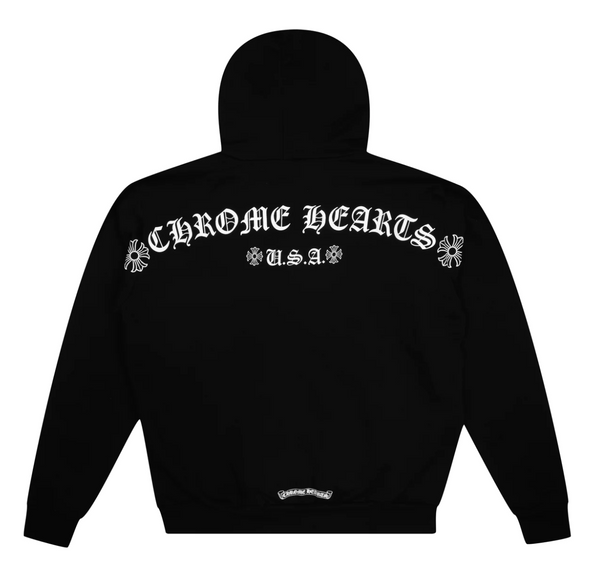 Chrome Hearts T Logo USA Shoulder Zip Up Hoodie Black