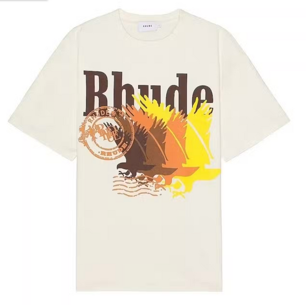 RHUDE Vintage White Cotton Postage Short Sleeve T- Shirt