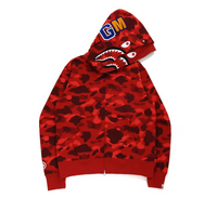 BAPE Color Camo Shark Wide Fit Full Zip Double Hoodie Red