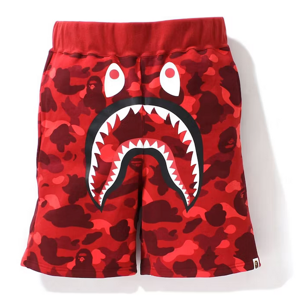BAPE Color Camo Shark Sweat Shorts Red