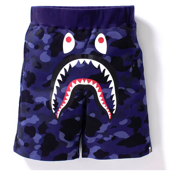 BAPE Color Camo Shark Sweat Shorts Navy