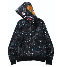BAPE Space Camo Shark WGM Full-Zip Hoodie Black