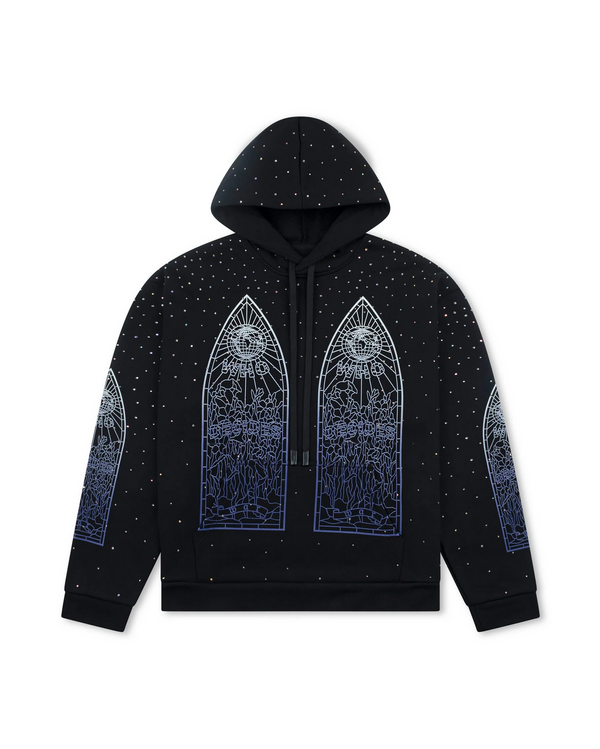 Who Decides War Rhinestone Hooded Pullover Coal