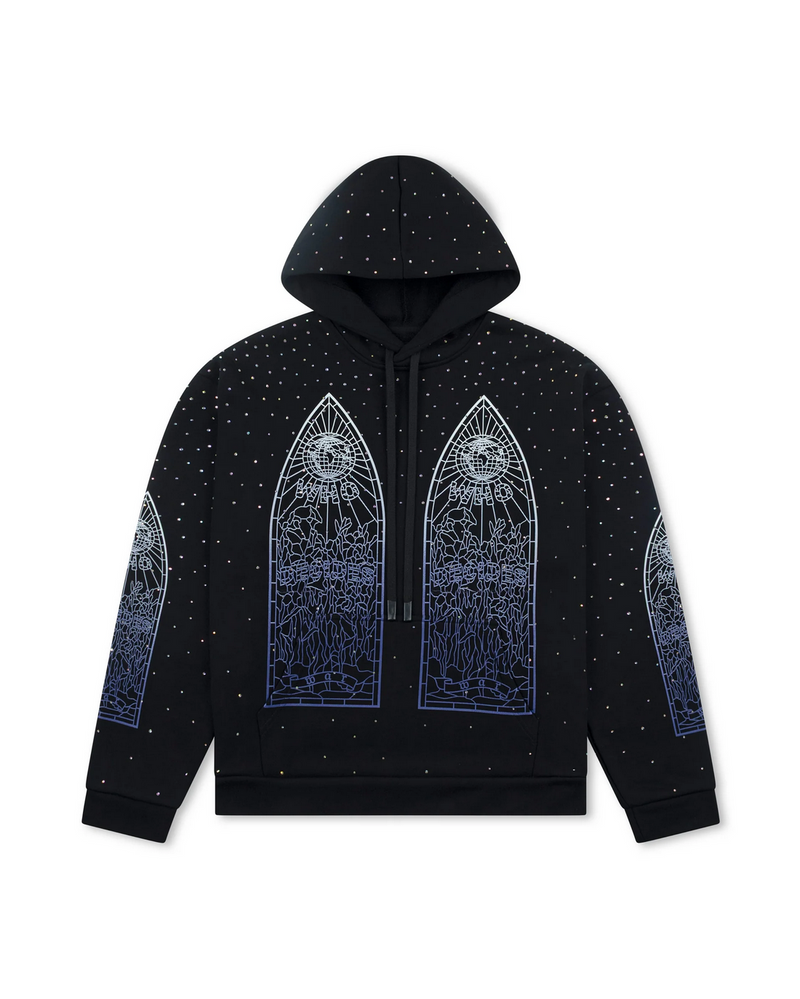 Who Decides War Rhinestone Hooded Pullover Coal