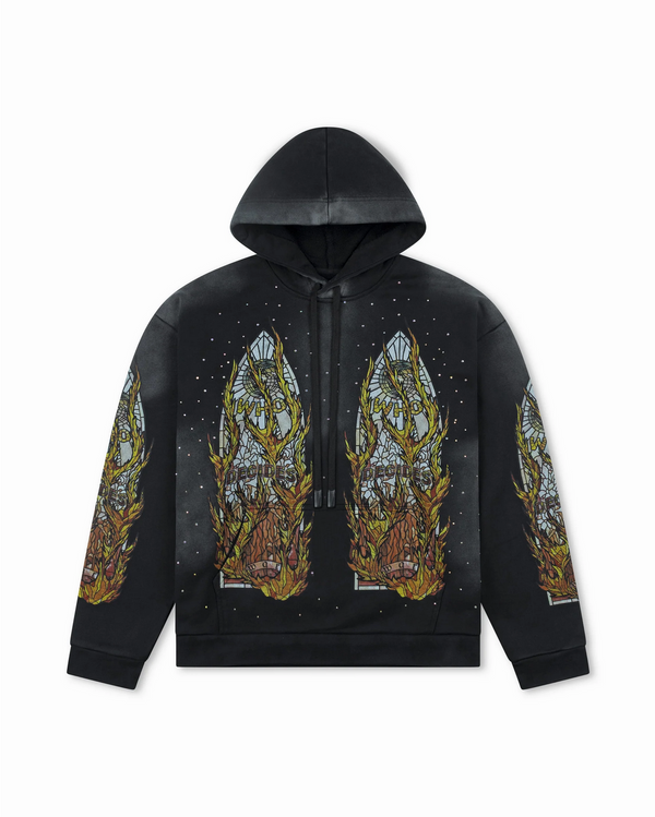 Who Decides War Faded Flame Glass Hooded Pullover Coal