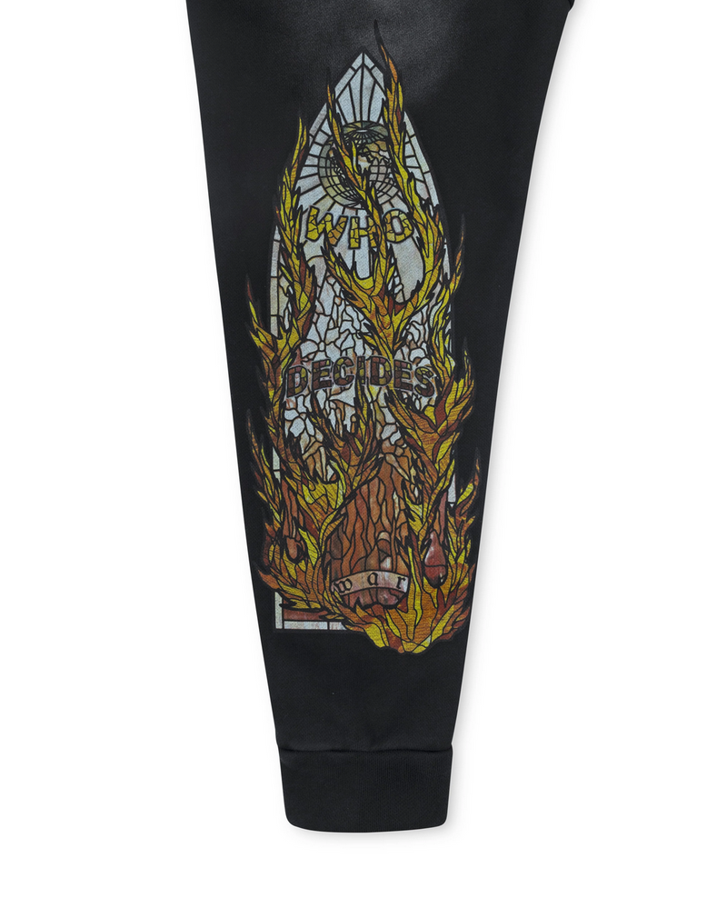 Who Decides War Faded Flame Glass Hooded Pullover Coal