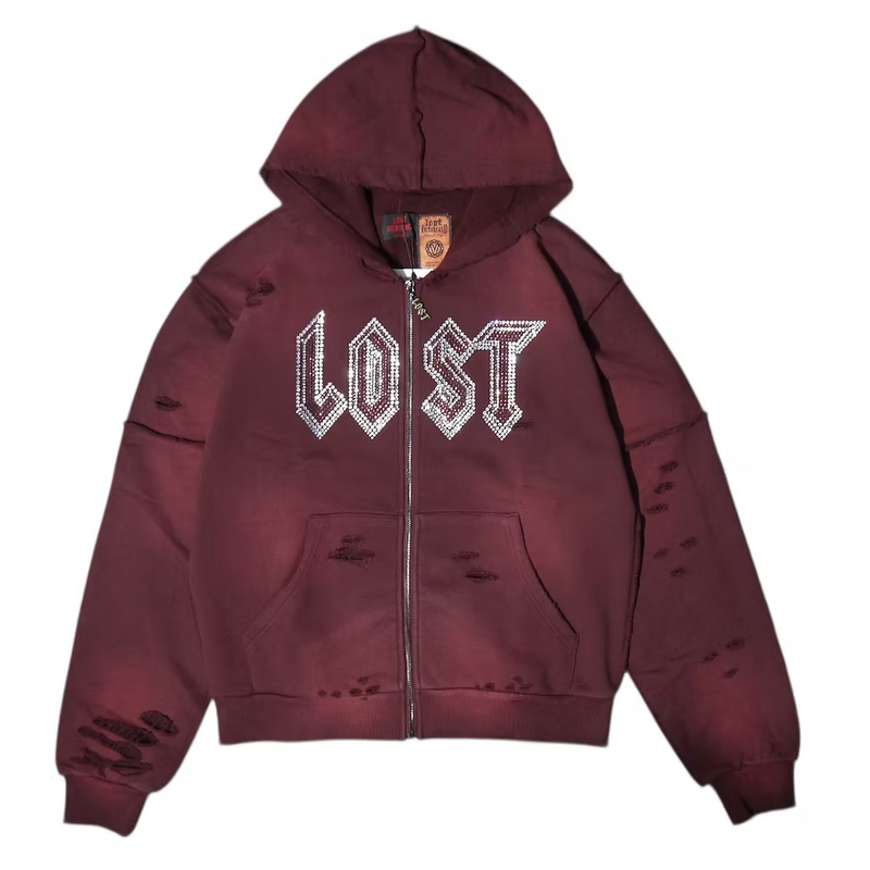 LOST Intricacy Burgundy Zip Up Hoodie