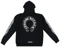 Chrome Hearts Horseshoe Floral Cross-Sleeve Zip Up Hoodie 'Black/White'