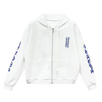 Chrome Hearts Vertical Logo Zip Up Hoodie White Blue