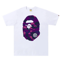 Bape Color Camo Big Ape Head White & Purple Tee