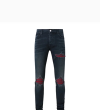 Amiri 'MX1 Ultrasuede' Red Patch & Midnight Blue Jeans