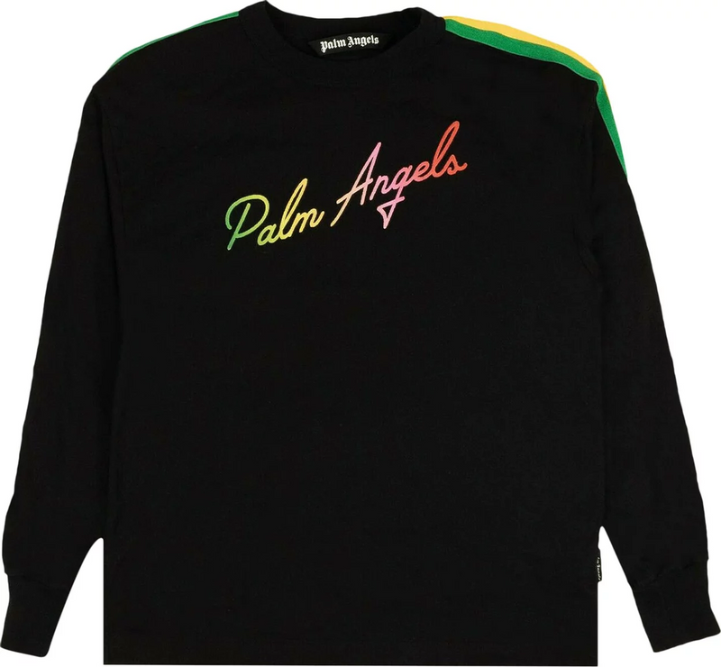 Palm Angels Miami Logo Striped Long-Sleeve T-Shirt 'Black'
