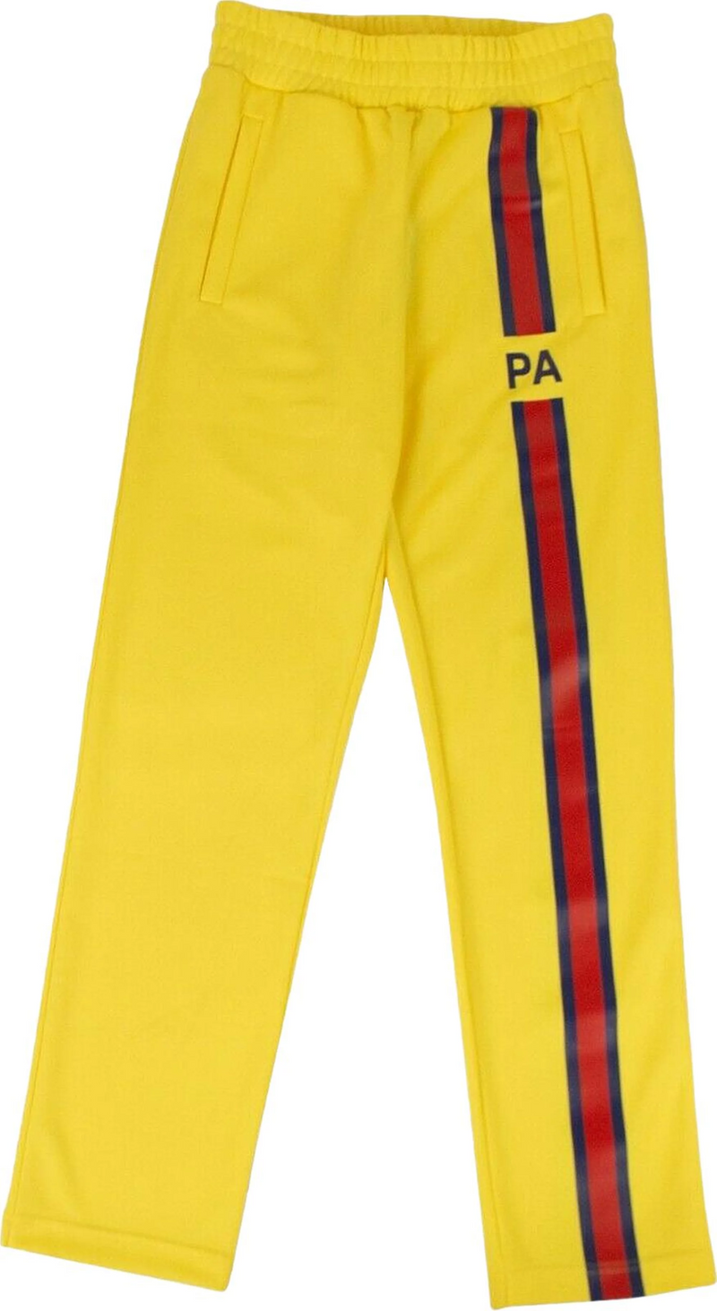PALM ANGELS Yellow Polyester Monogram Track Pants